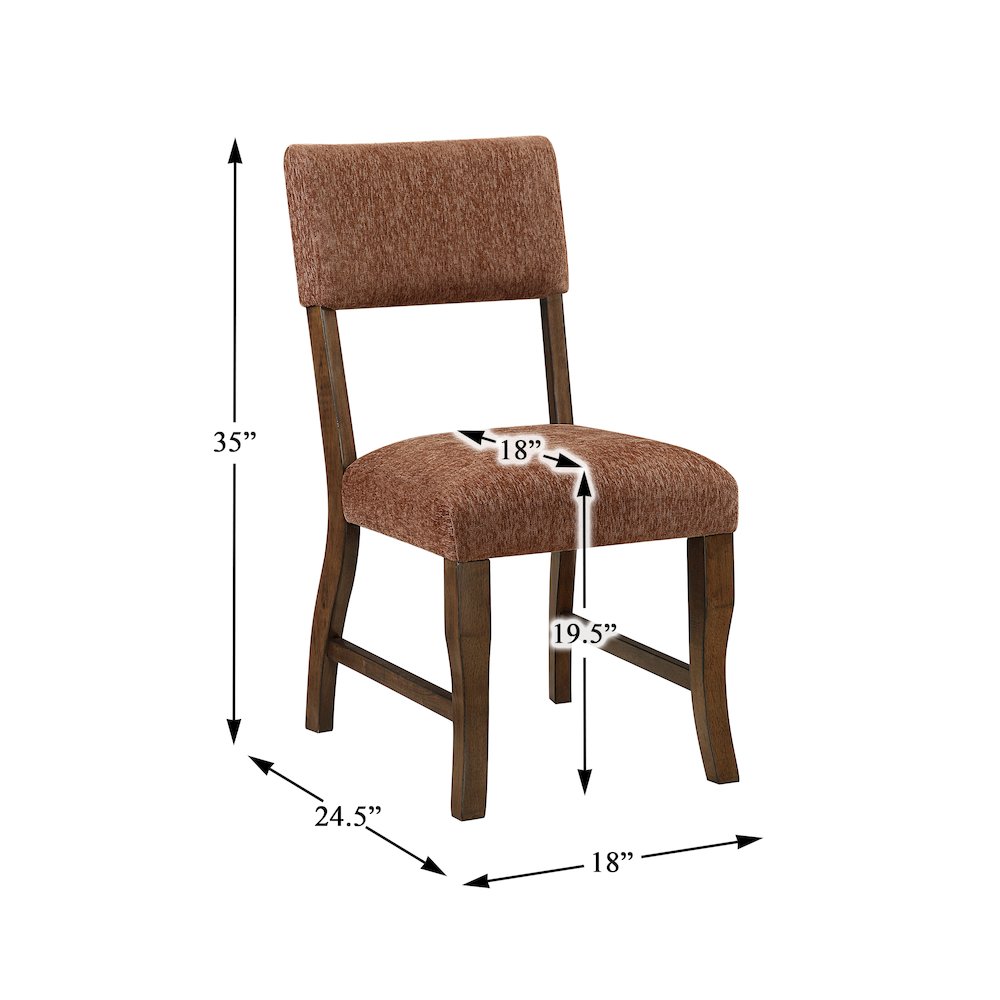 Aiden Chenille Side Chair in Rust