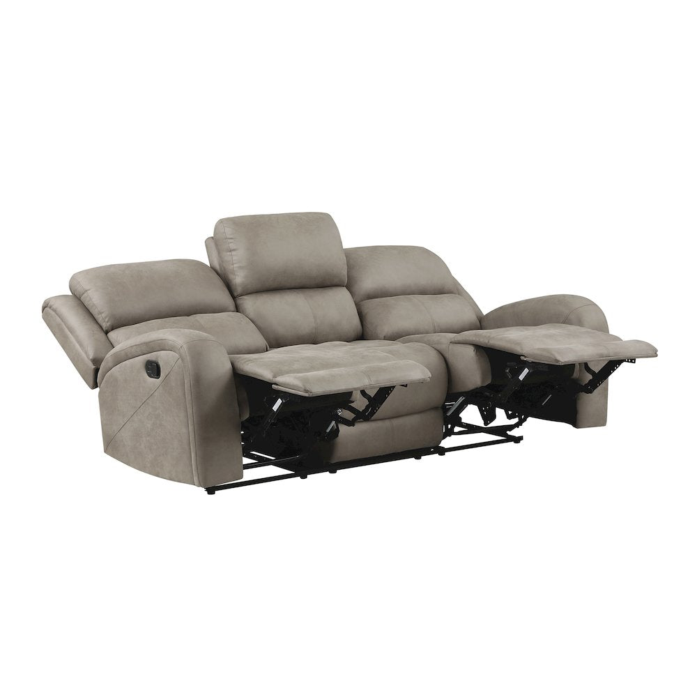 Pagosa Microfiber Double Reclining Sofa In Brown