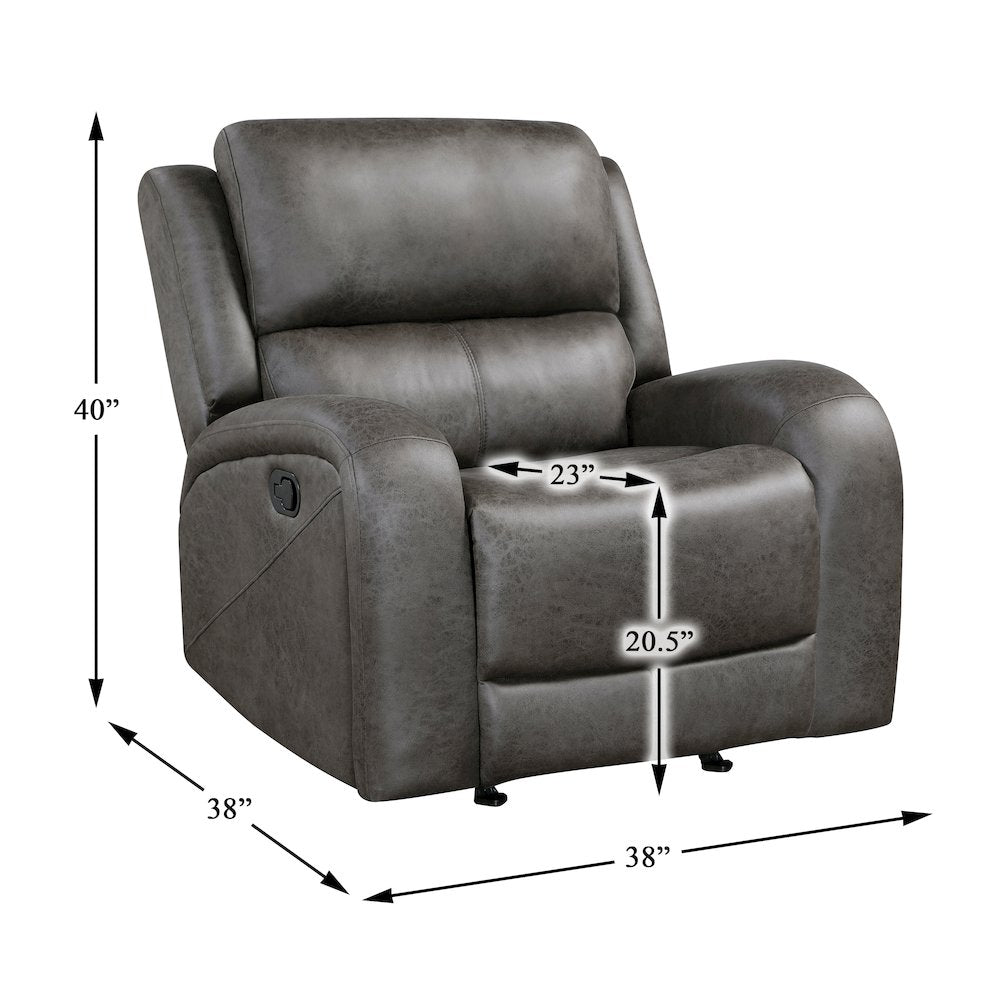 Lexicon Pagosa Microfiber Rocker Reclining Chair in Gray