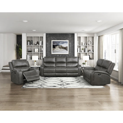 Lexicon Pagosa Microfiber Double Reclining Love Seat in Gray