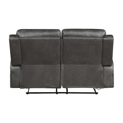 Lexicon Pagosa Microfiber Double Reclining Love Seat in Gray