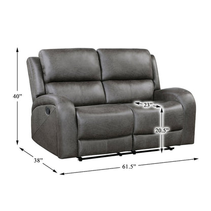 Lexicon Pagosa Microfiber Double Reclining Love Seat in Gray