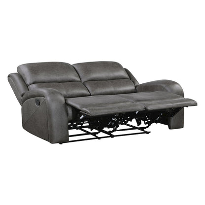 Lexicon Pagosa Microfiber Double Reclining Love Seat in Gray