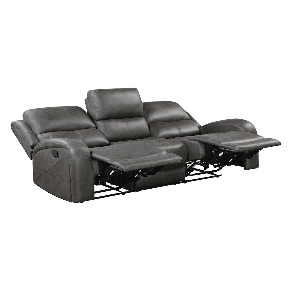 Lexicon Pagosa Microfiber Double Reclining Sofa in Gray