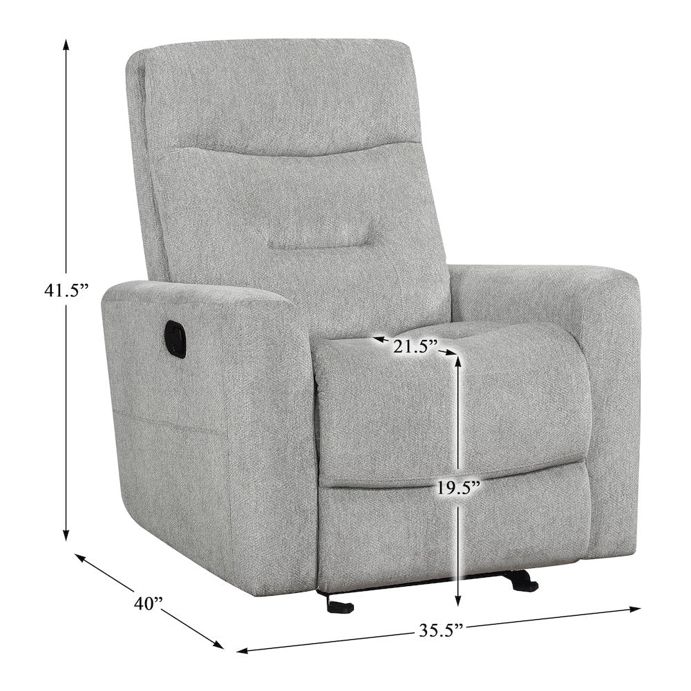 Lyndon Chenille Glider Reclining Chair In Gray