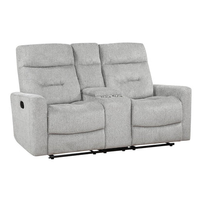 Lyndon Chenille Double Reclining Love Seat With Center Console In Gray