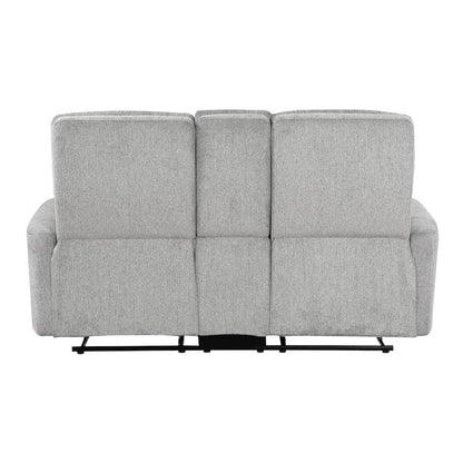Lyndon Chenille Double Reclining Love Seat With Center Console In Gray