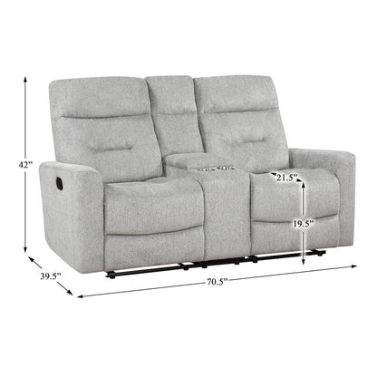 Lyndon Chenille Double Reclining Love Seat With Center Console In Gray