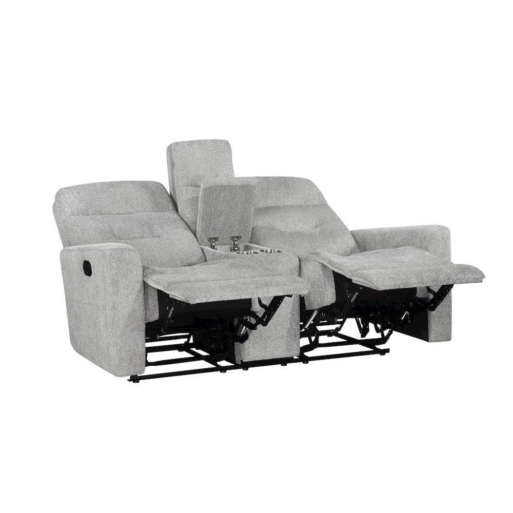 Lyndon Chenille Double Reclining Love Seat With Center Console In Gray