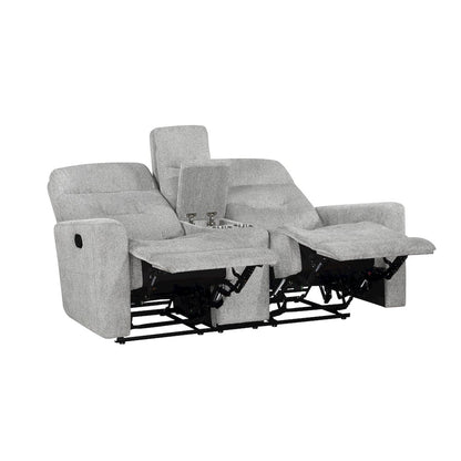 Lyndon Chenille Double Reclining Love Seat With Center Console In Gray