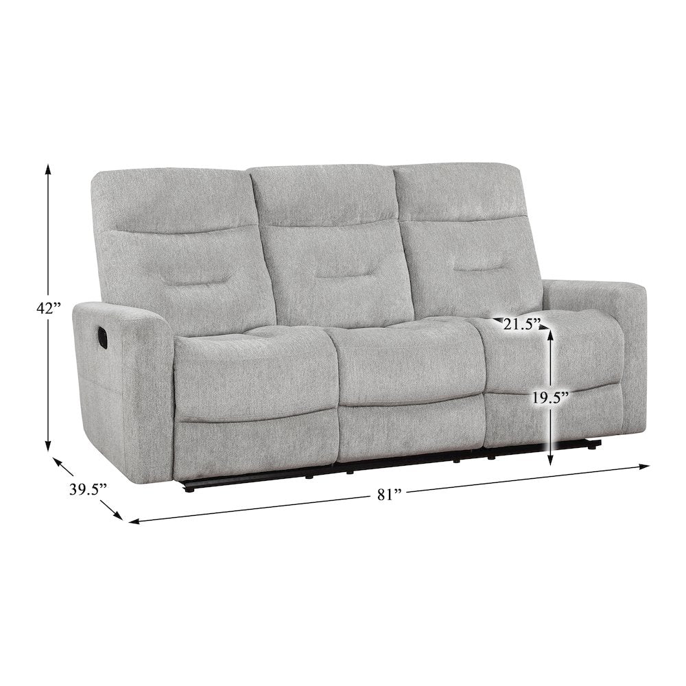 Lyndon Chenille Double Reclining Sofa In Gray
