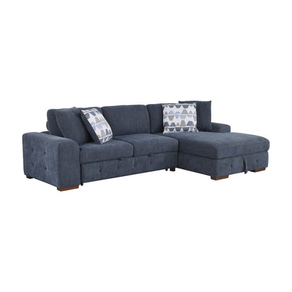 Lexicon Raife Chenille 2-Piece Sectional with Right Chaise in Blue