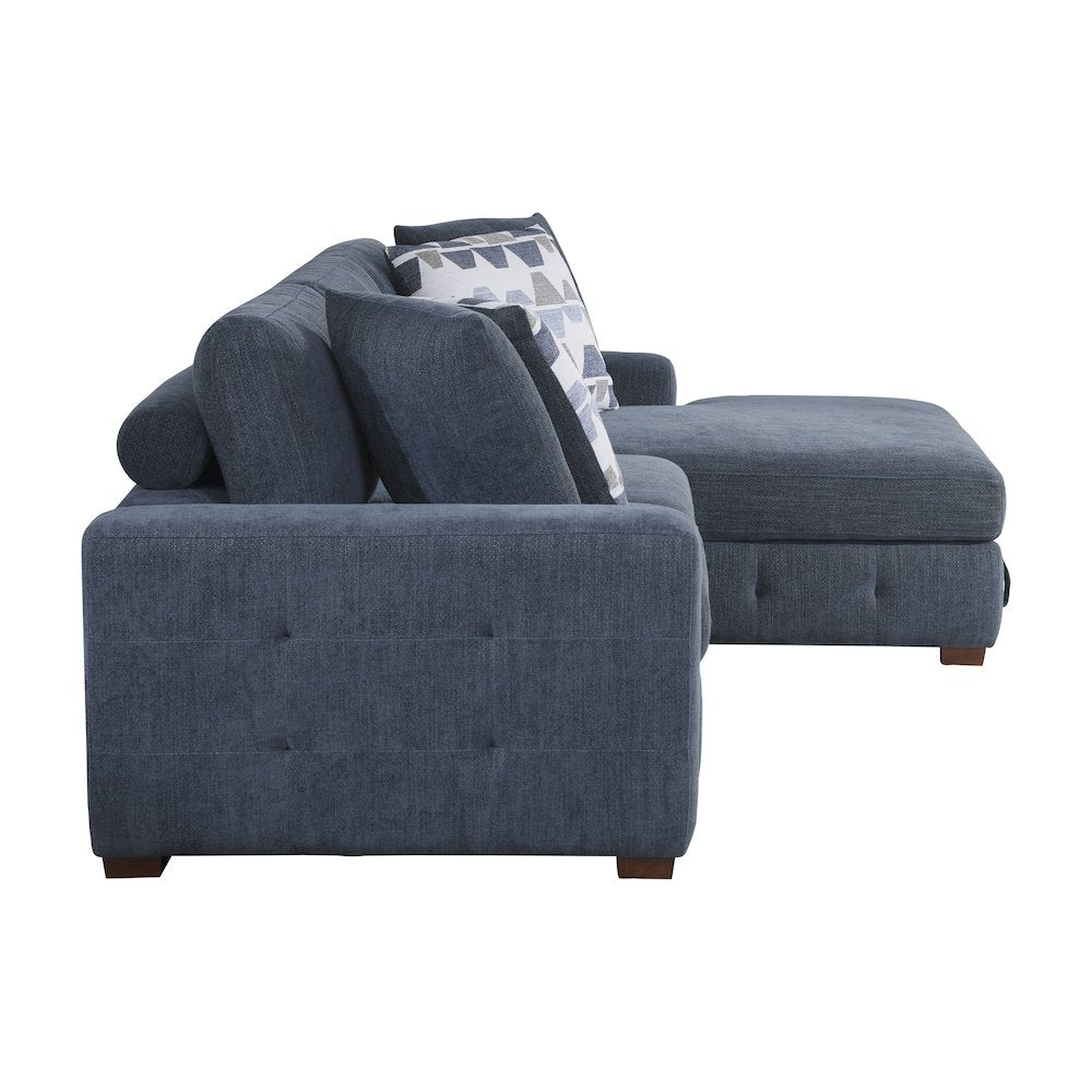 Lexicon Raife Chenille 2-Piece Sectional with Right Chaise in Blue