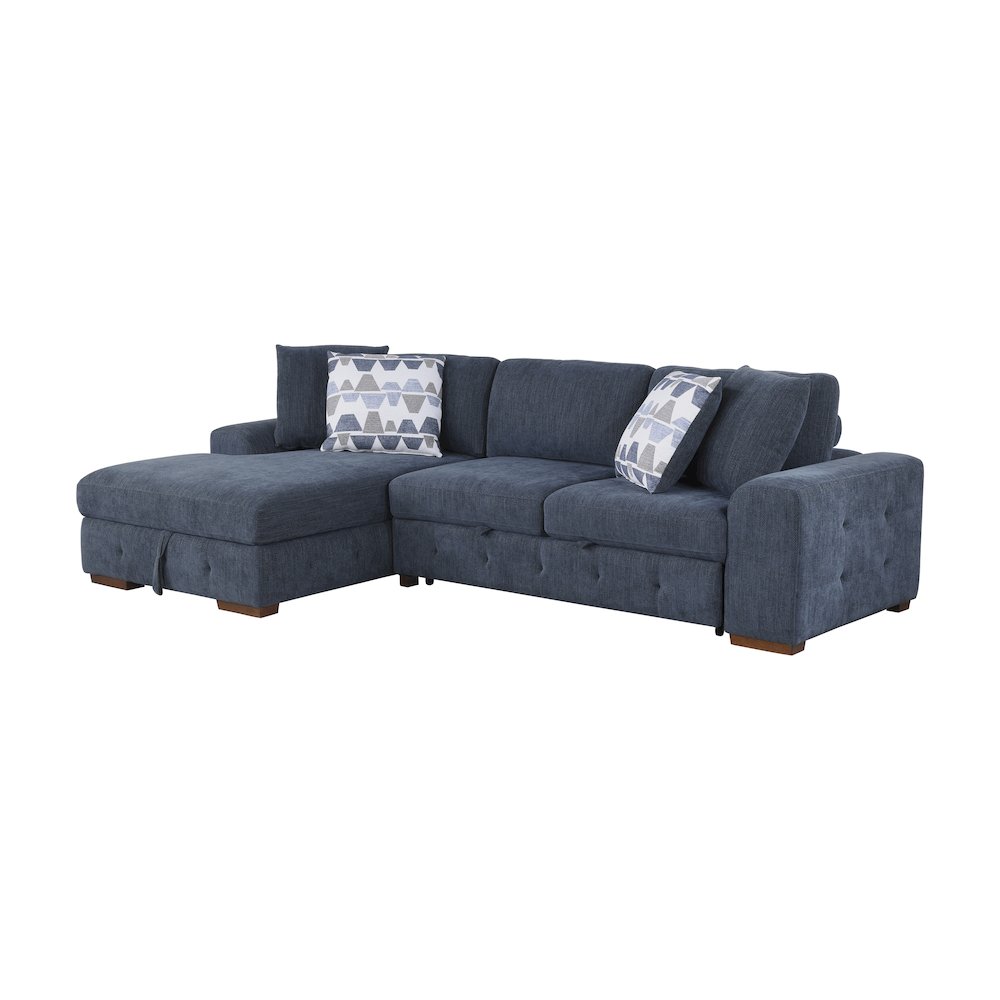 Lexicon Raife Chenille 2-Piece Sectional with Left Chaise in Blue