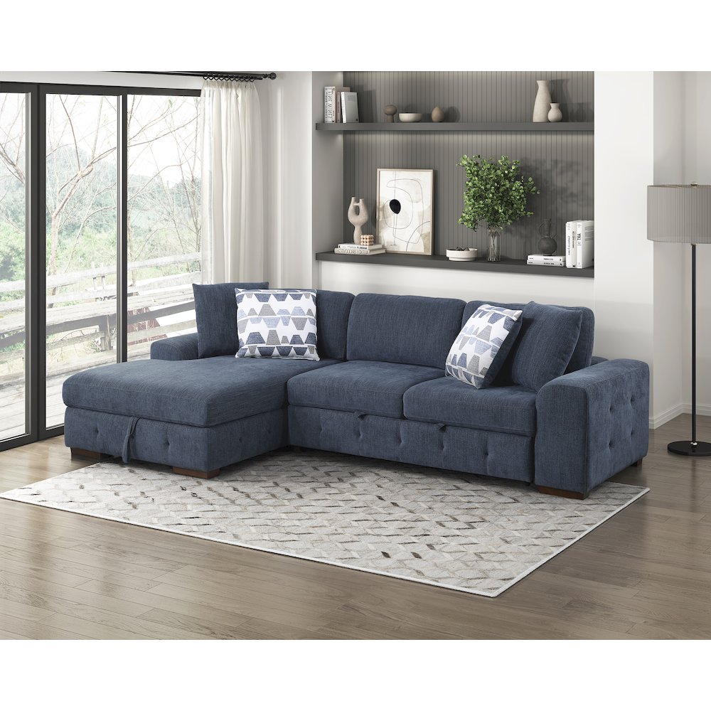 Lexicon Raife Chenille 2-Piece Sectional with Left Chaise in Blue