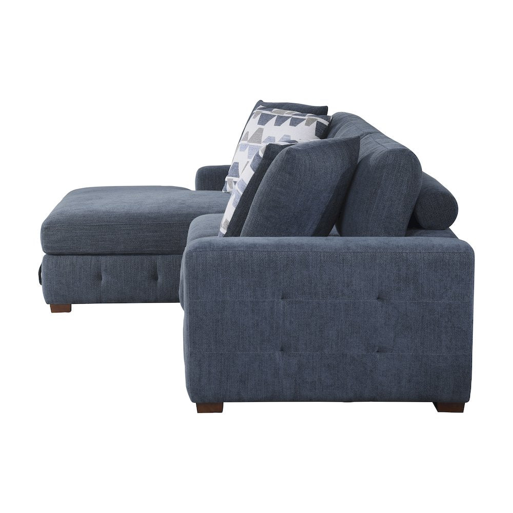 Lexicon Raife Chenille 2-Piece Sectional with Left Chaise in Blue