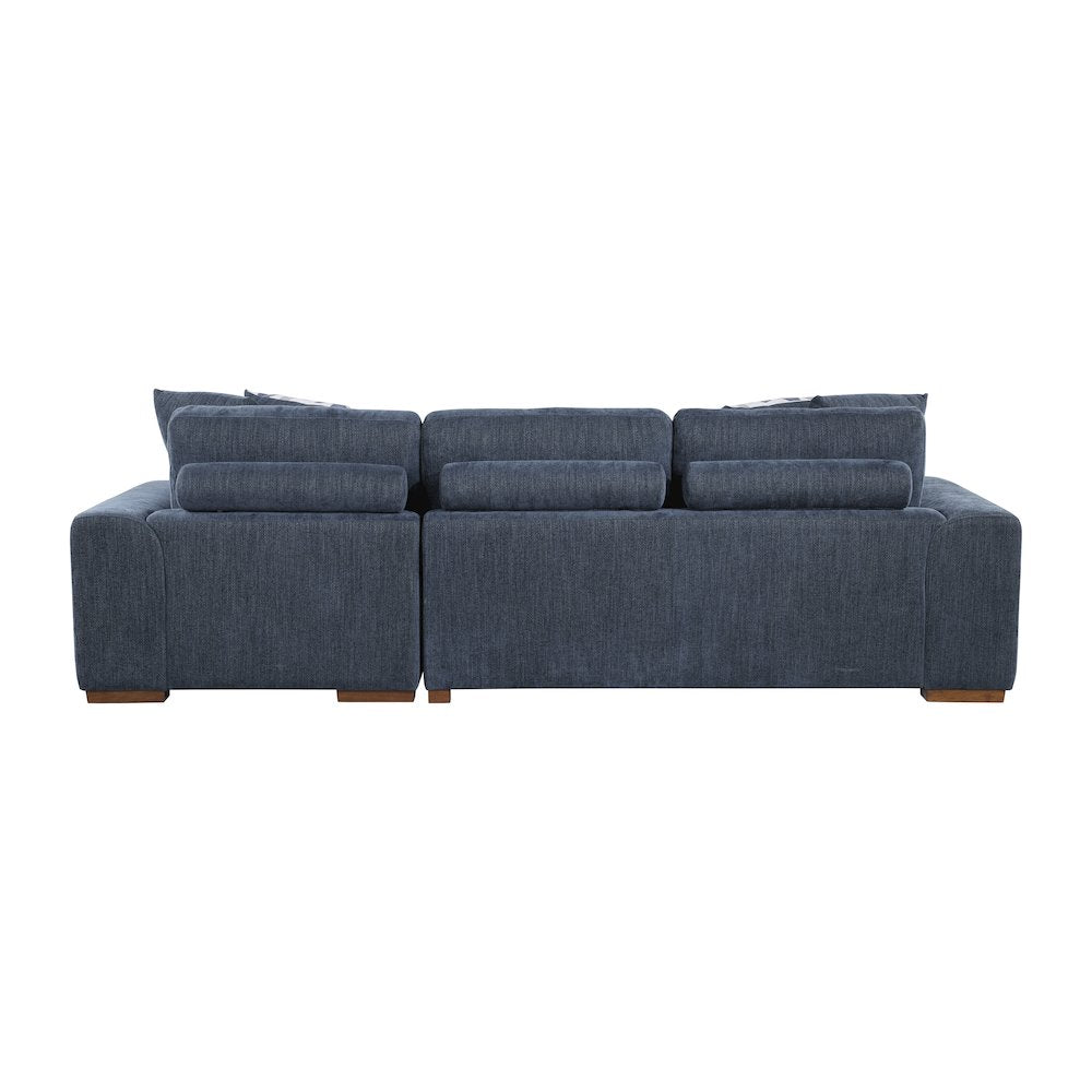 Lexicon Raife Chenille 3-Piece Sectional with Right Chaise and Ottoman in Blue