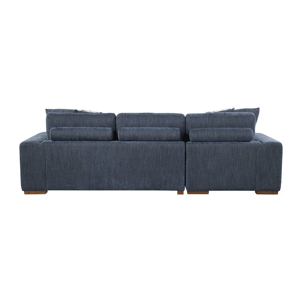 Lexicon Raife Chenille 3-Piece Sectional with Left Chaise and Ottoman in Blue