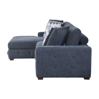 Lexicon Raife Chenille 3-Piece Sectional with Left Chaise and Ottoman in Blue