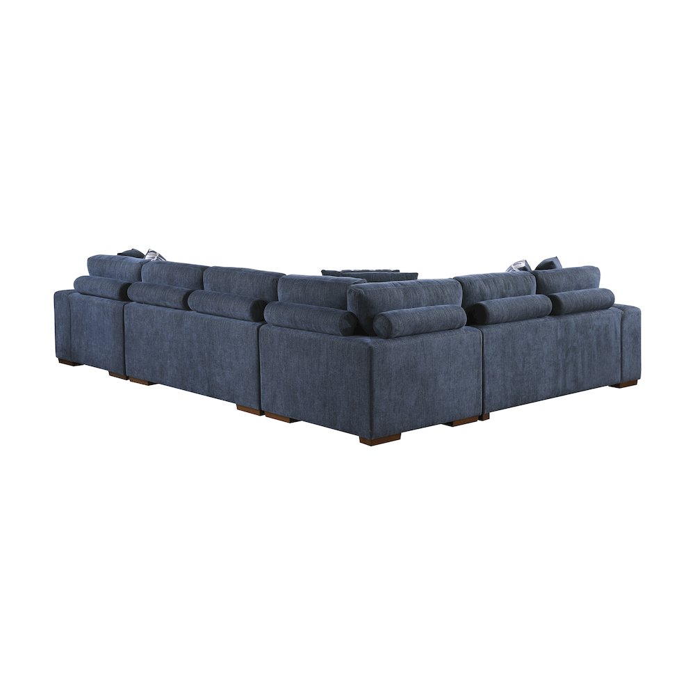 Lexicon Raife Chenille 4-Piece Sectional with Right Chaise in Blue