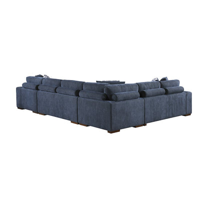 Lexicon Raife Chenille 4-Piece Sectional with Right Chaise in Blue