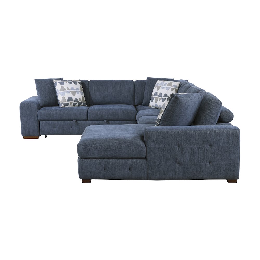 Lexicon Raife Chenille 4-Piece Sectional with Right Chaise in Blue