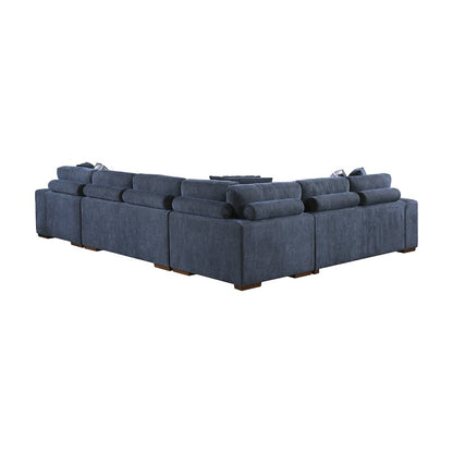 Lexicon Raife Chenille 5-Piece Sectional with Right Chaise in Blue