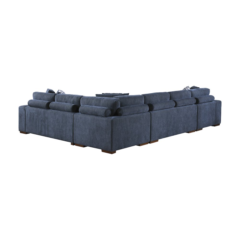 Lexicon Raife Chenille 5-Piece Sectional with Left Chaise in Blue