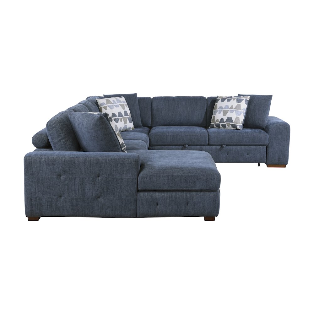 Lexicon Raife Chenille 5-Piece Sectional with Left Chaise in Blue