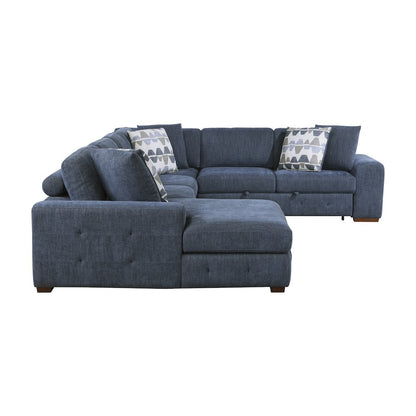 Lexicon Raife Chenille 5-Piece Sectional with Left Chaise in Blue