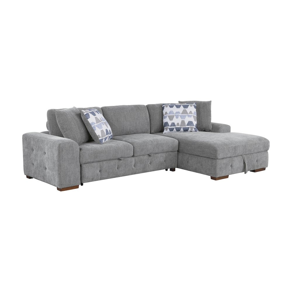 Lexicon Raife Chenille 2-Piece Sectional with Right Chaise in Gray