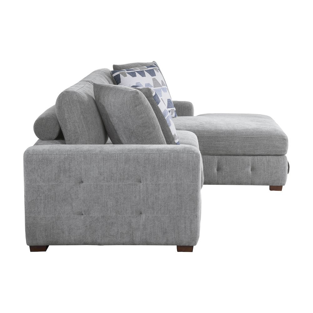 Lexicon Raife Chenille 2-Piece Sectional with Right Chaise in Gray