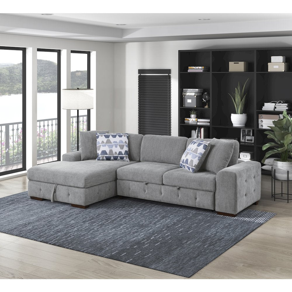 Lexicon Raife Chenille 2-Piece Sectional with Left Chaise in Gray
