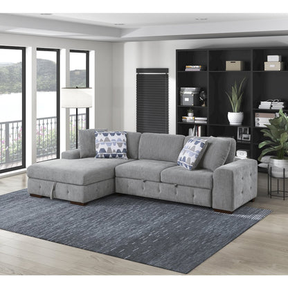 Lexicon Raife Chenille 2-Piece Sectional with Left Chaise in Gray