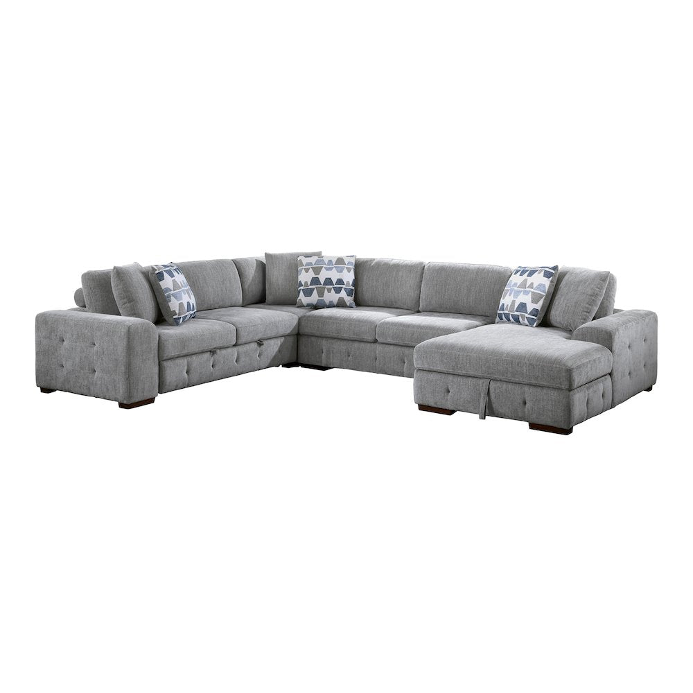 Lexicon Raife Chenille 4-Piece Sectional with Right Chaise in Gray