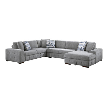 Lexicon Raife Chenille 4-Piece Sectional with Right Chaise in Gray
