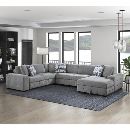 Lexicon Raife Chenille 4-Piece Sectional with Right Chaise in Gray