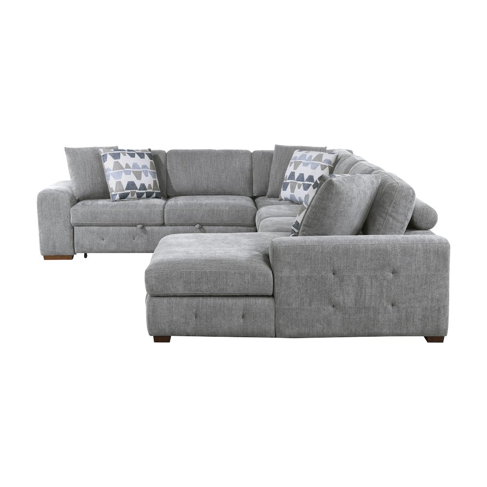 Lexicon Raife Chenille 4-Piece Sectional with Right Chaise in Gray