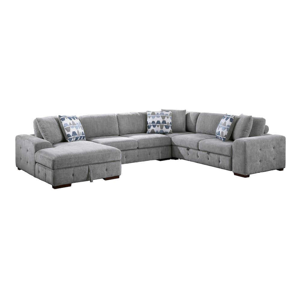 Lexicon Raife Chenille 4-Piece Sectional with Left Chaise in Gray