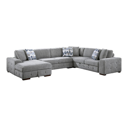 Lexicon Raife Chenille 4-Piece Sectional with Left Chaise in Gray