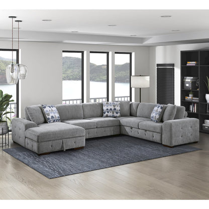 Lexicon Raife Chenille 4-Piece Sectional with Left Chaise in Gray