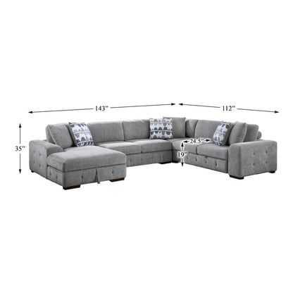 Lexicon Raife Chenille 4-Piece Sectional with Left Chaise in Gray