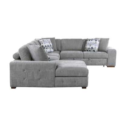 Lexicon Raife Chenille 4-Piece Sectional with Left Chaise in Gray