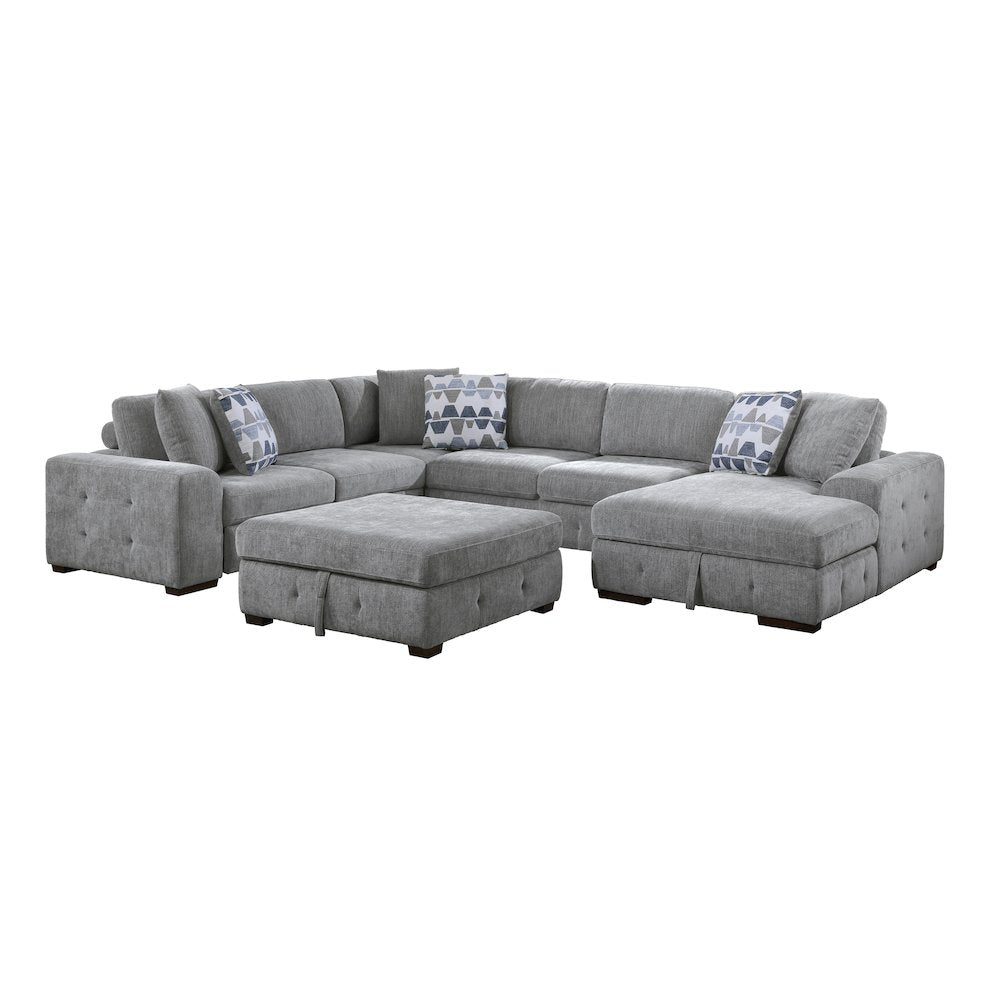 Lexicon Raife Chenille 5-Piece Sectional with Right Chaise in Gray