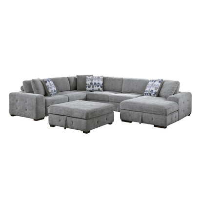 Lexicon Raife Chenille 5-Piece Sectional with Right Chaise in Gray