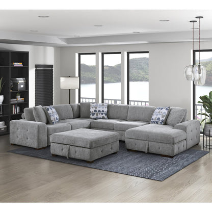 Lexicon Raife Chenille 5-Piece Sectional with Right Chaise in Gray