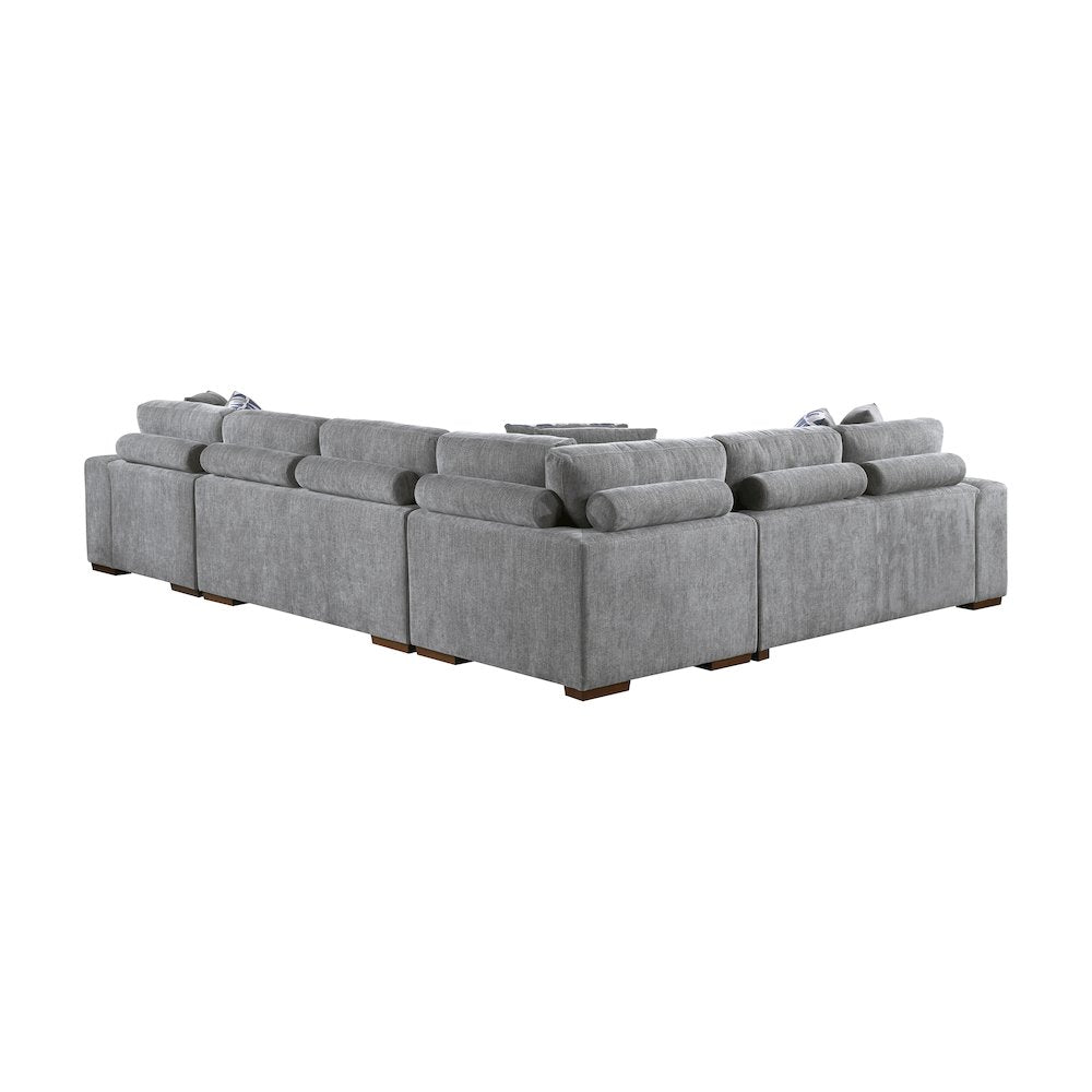 Lexicon Raife Chenille 5-Piece Sectional with Right Chaise in Gray