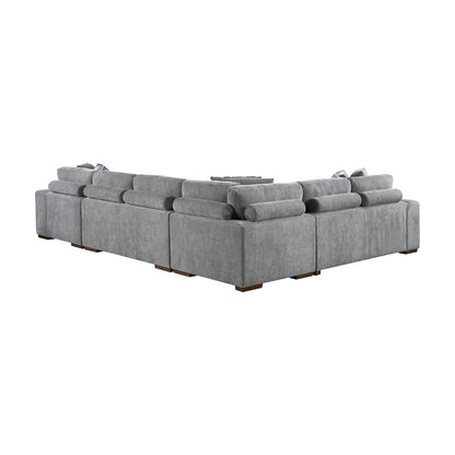 Lexicon Raife Chenille 5-Piece Sectional with Right Chaise in Gray