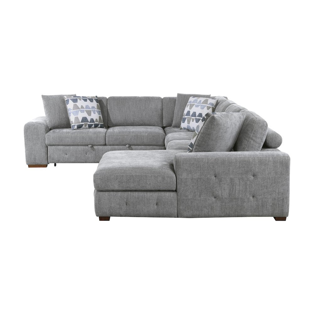 Lexicon Raife Chenille 5-Piece Sectional with Right Chaise in Gray