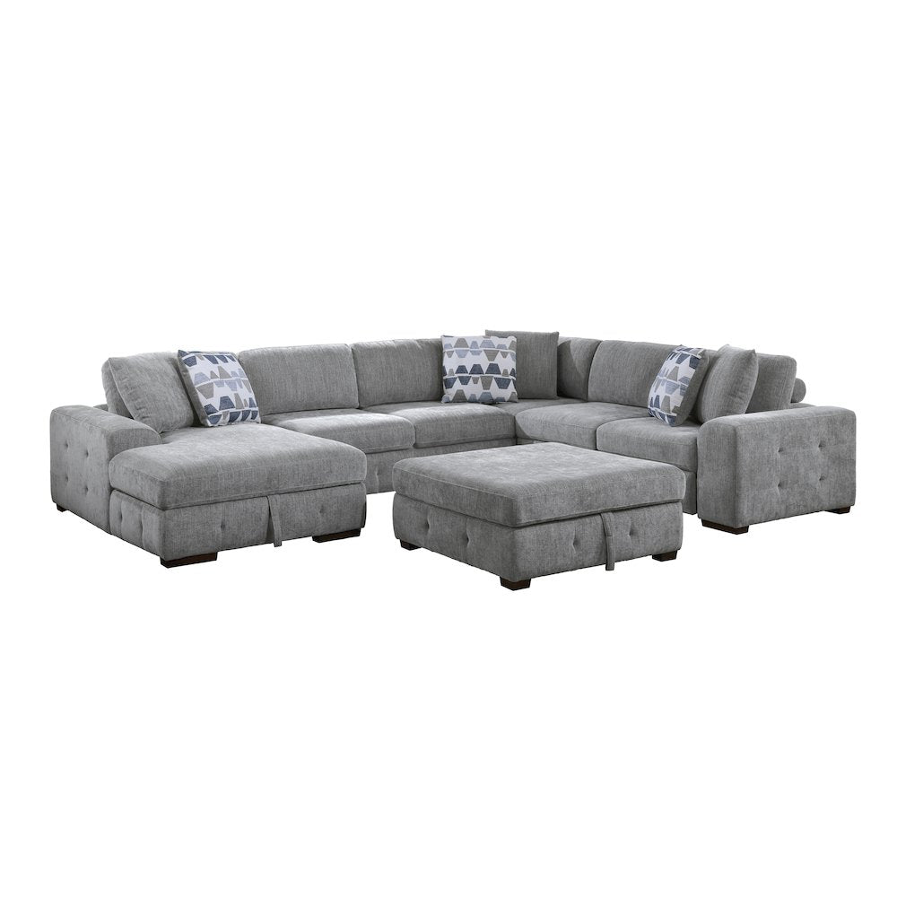 Lexicon Raife Chenille 5-Piece Sectional with Left Chaise in Gray